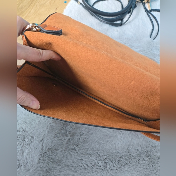 Tan Studded Women's Bag / Leather Suede Purse/ Crossbody / Clutch - Picture 4 of 6